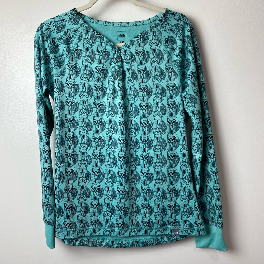 Patterned Teal Long Sleeve Top